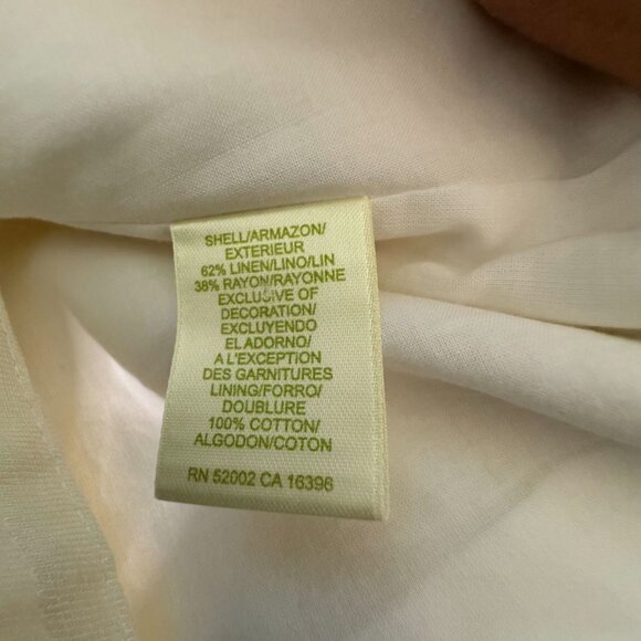 Sigrid Olsen Linen Blend Blazer Womens 6 Ivory Embroidered Floral‎ Snap FLAW - Picture 6 of 10